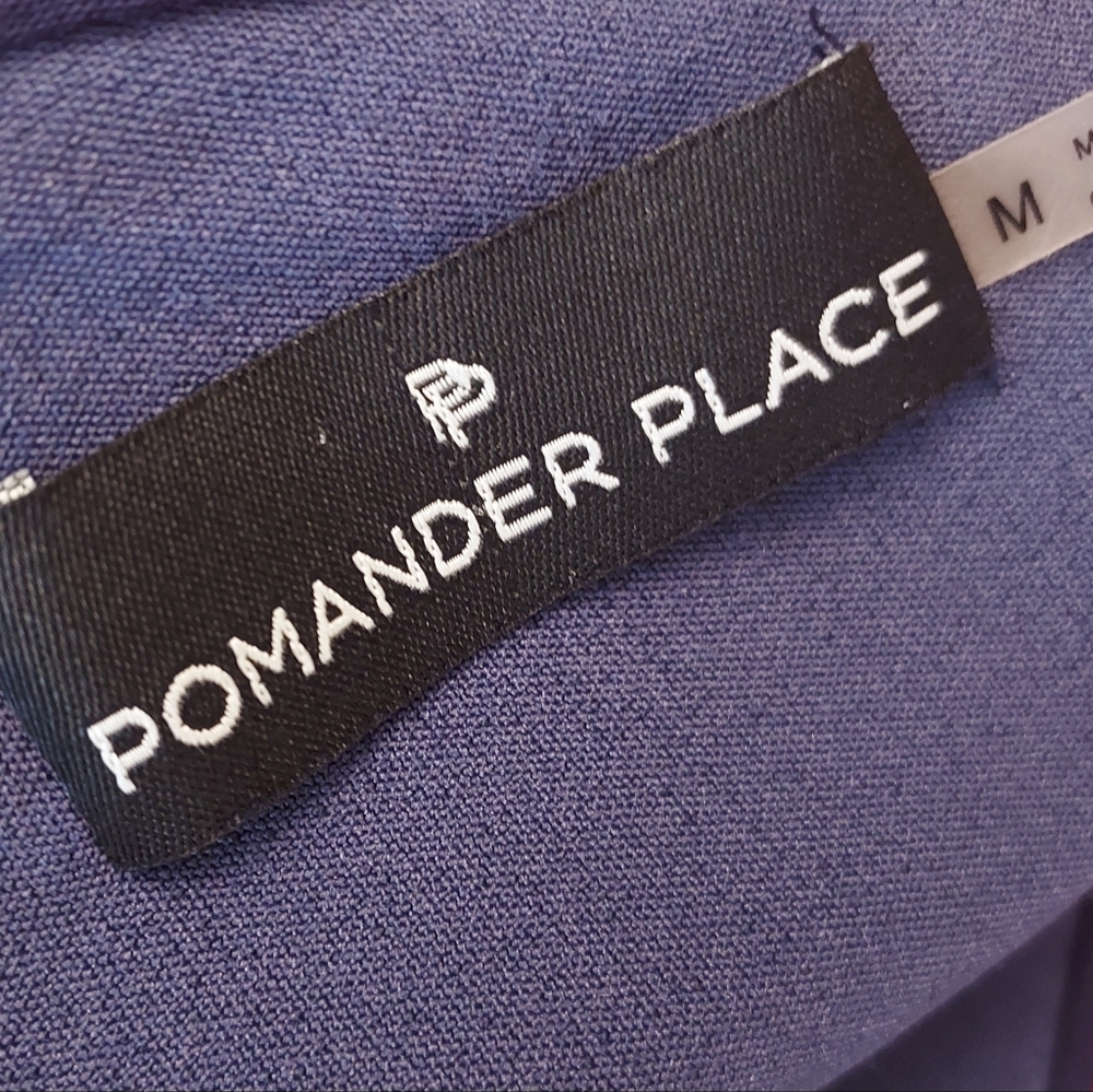 Tuckernuck Pomander Place Mason Navy Blue Red Ruffle Tie Blouse Size Medium - Picture 9 of 12